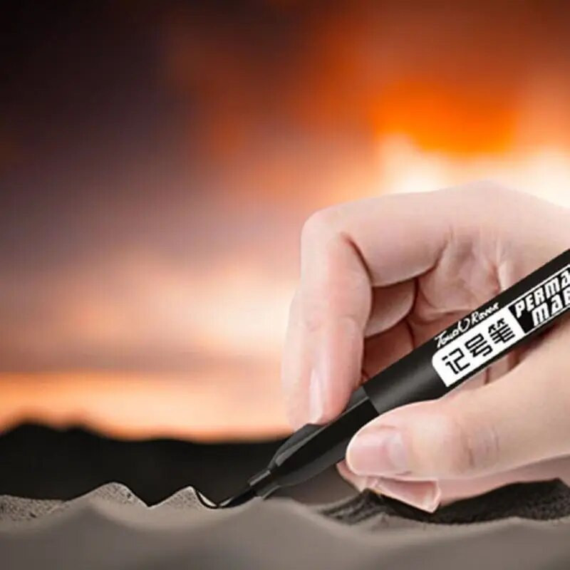 10/5 tk mustad püsivad markerid kunstniku esiletõstjatele Veekindel kilekotil Metallpaber must kaart Laps Õpilane Kirjuta