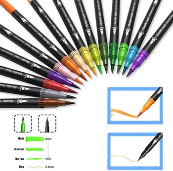 12/24/36 Colors Double Fibre-Tip Pens, Dual Brush Pen Set, Fine Tip Brush Art Markers for Audercolors Bujo