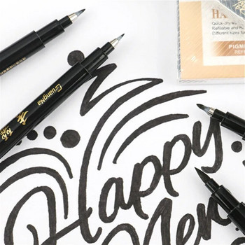 Нов набор от качествени калиграфски химикалки Fine Liner Tip Medium Brush Pens for Signature Рисуване Ръчно надписване Училищен албум Художествени принадлежности