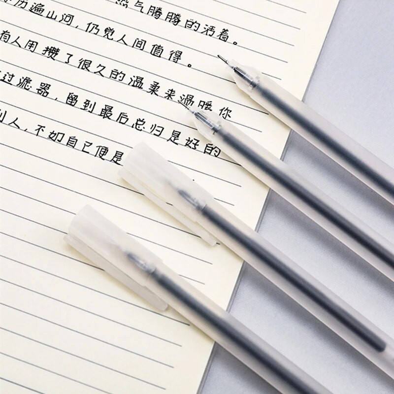 10 tk/komplekt Must geelpliiats, üliõpilaseksami kontori allkiri, läbipaistev pliiats, armsad statsionaarsed tarvikud, neutraalne pliiats 0,5 mm