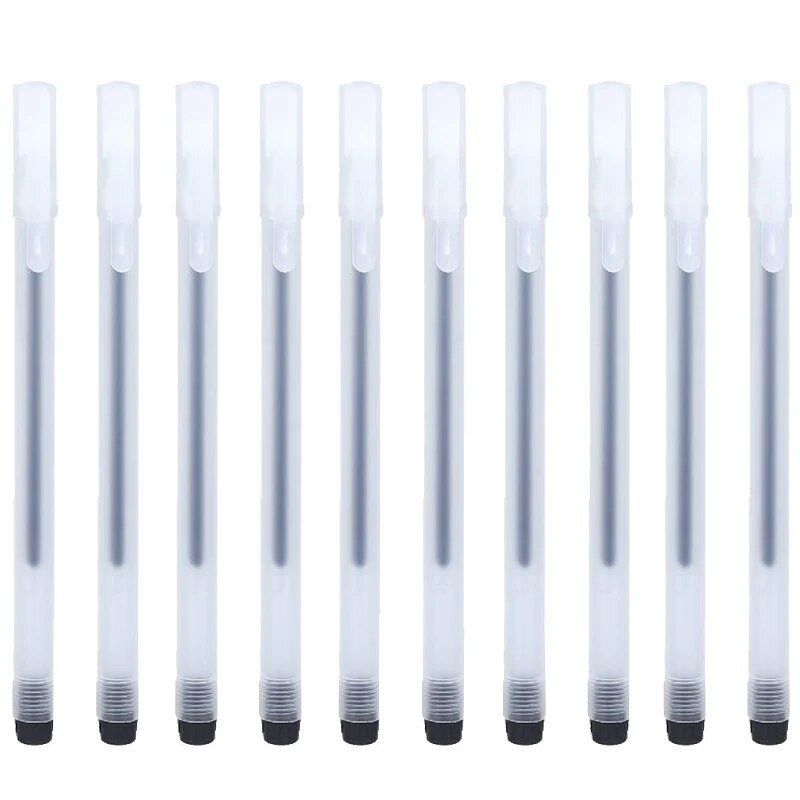 10 tk/komplekt Must geelpliiats, üliõpilaseksami kontori allkiri, läbipaistev pliiats, armsad statsionaarsed tarvikud, neutraalne pliiats 0,5 mm