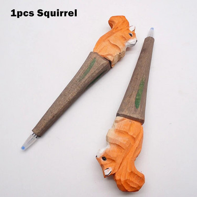 Koka grebuma dzīvnieku pildspalva ar rokām darināta koka mākslas melnā krāsa gēla tintes pildspalvas rakstīšanai parakstu dekorēšanai biroja skola A6029