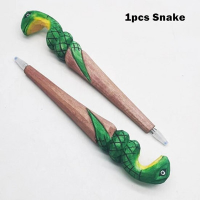 Koka grebuma dzīvnieku pildspalva ar rokām darināta koka mākslas melnā krāsa gēla tintes pildspalvas rakstīšanai parakstu dekorēšanai biroja skola A6029