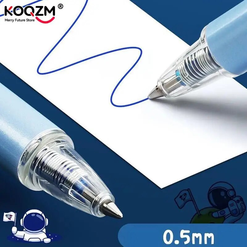 Set de stilouri cu gel șters cu astronaut de desene animate drăguț, cu reumplere de cerneală, 0,5 mm, negru, albastru, papetărie Kawaii, rechizite școlare pentru copii