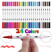 12/24 Χρώματα Dual Tips Πινέλο Μαρκαδόροι Μαρκαδόροι Σκίτσο Μαρκαδόροι Ακουαρέλα στυλό Σετ σχεδίασης τσόχα αλκοόλης Σχολικά προμήθειες