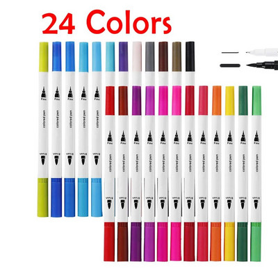 12/24 Χρώματα Dual Tips Πινέλο Μαρκαδόροι Μαρκαδόροι Σκίτσο Μαρκαδόροι Ακουαρέλα στυλό Σετ σχεδίασης τσόχα αλκοόλης Σχολικά προμήθειες