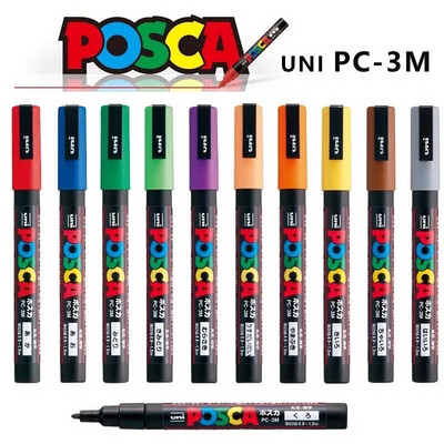 1Pc Uni Posca Paint Marker Pen PC-3M Acrylic Plumones Направи си сам Графити Манга Карти Плакати Rock Ceramic Metallic Craftwork Paint Pen