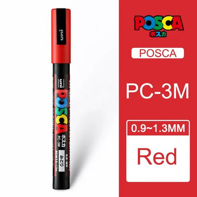1 τεμ Uni Posca Paint Marker Pen PC-3M Acrylic Plumones DIY Graffiti Manga Cards Αφίσες Rock Ceramic Metallic Craftwork Paint Paint