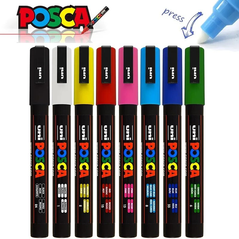 1 τεμ Uni Posca Paint Marker Pen PC-3M Acrylic Plumones DIY Graffiti Manga Cards Αφίσες Rock Ceramic Metallic Craftwork Paint Paint