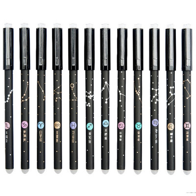 12 db/szett Constellation törölhető zselés tollak Iskolai irodai íróeszközök Kawaii Neutral Pen Irodaszer Ajándék 0,5mm fekete kék tinta