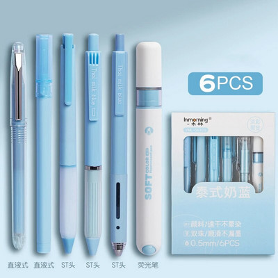 Set od 6 paketa pastelnih gel olovki, olovke s crnom tintom s 1 paketom markera za pisanje, gel olovke na uvlačenje od 0,5 mm s finim vrhom