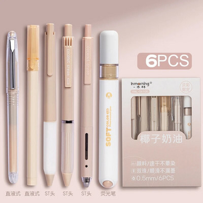 Set od 6 paketa pastelnih gel olovki, olovke s crnom tintom s 1 paketom markera za pisanje, gel olovke na uvlačenje od 0,5 mm s finim vrhom