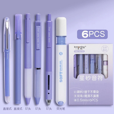 Set od 6 paketa pastelnih gel olovki, olovke s crnom tintom s 1 paketom markera za pisanje, gel olovke na uvlačenje od 0,5 mm s finim vrhom