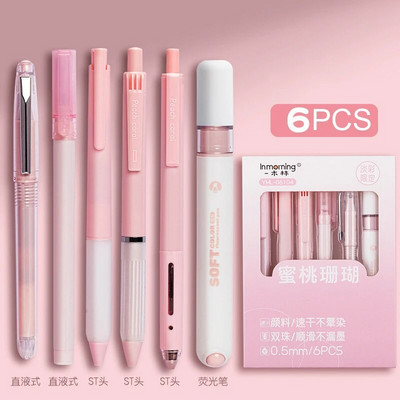 Set od 6 paketa pastelnih gel olovki, olovke s crnom tintom s 1 paketom markera za pisanje, gel olovke na uvlačenje od 0,5 mm s finim vrhom