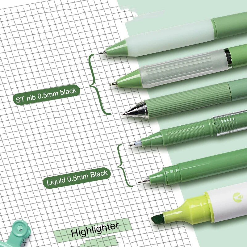 Set od 6 paketa pastelnih gel olovki, olovke s crnom tintom s 1 paketom markera za pisanje, gel olovke na uvlačenje od 0,5 mm s finim vrhom