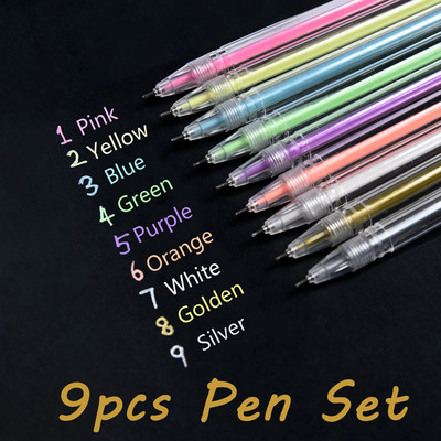 LLD 9 tk/komplekt 0,6 mm värviline tint Fotoalbum Geelpliiats Kirjatarbed Kontoriõppimine Armas scrapbooking pliiats Unisex pliiats kingitus lastele