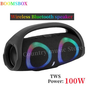 Φορητό ηχείο bluetooth υψηλής ισχύος 100 W RGB πολύχρωμο φως αδιάβροχο ασύρματο υπογούφερ 360 στερεοφωνικό περιβάλλοντα TWS FM boombox
