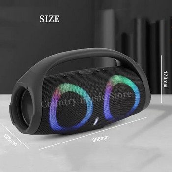 100 W високомощен Bluetooth високоговорител, преносим RGB цветна светлина, водоустойчив безжичен субуфер 360 стерео съраунд TWS FM бумбокс