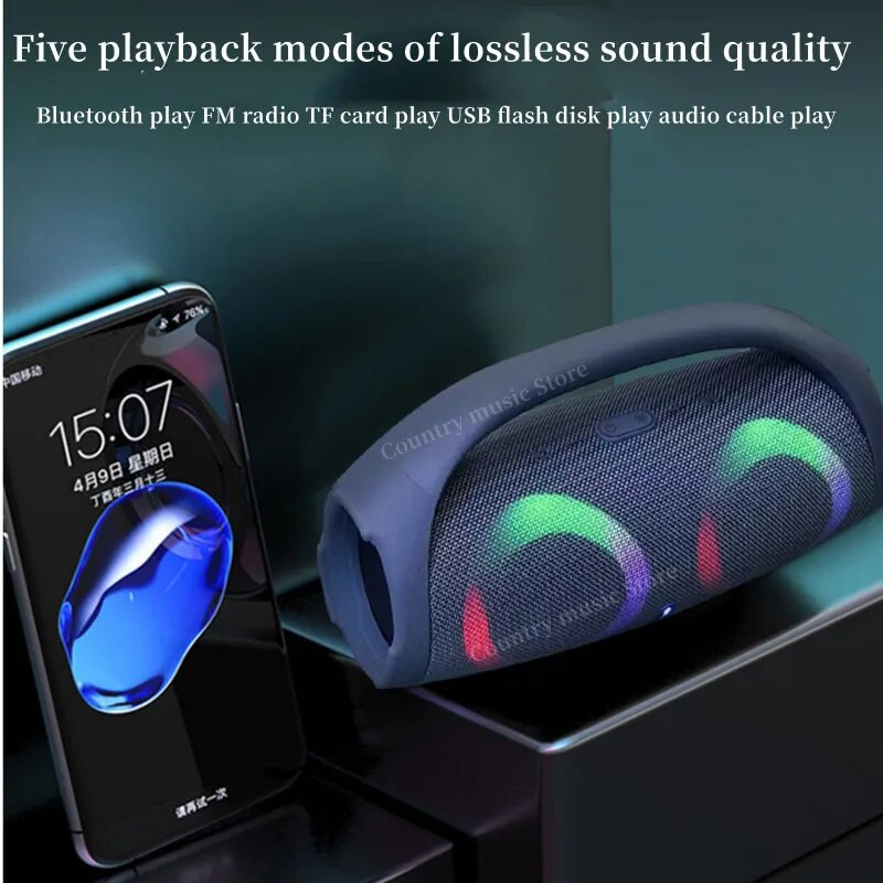 100 W lieljaudas Bluetooth skaļrunis pārnēsājams RGB krāsains gaismas ūdensnecaurlaidīgs bezvadu zemfrekvences skaļrunis 360 stereo telpiskās skaņas TWS FM boombox