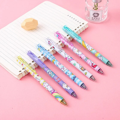 Haile 6 buc/set pix de ștergere cu apăsare, cerneală albastră/neagră, stilou de ștergere cu gel de 0,5 mm, mâner lavabil, rechizite de papetărie pentru birou, școală