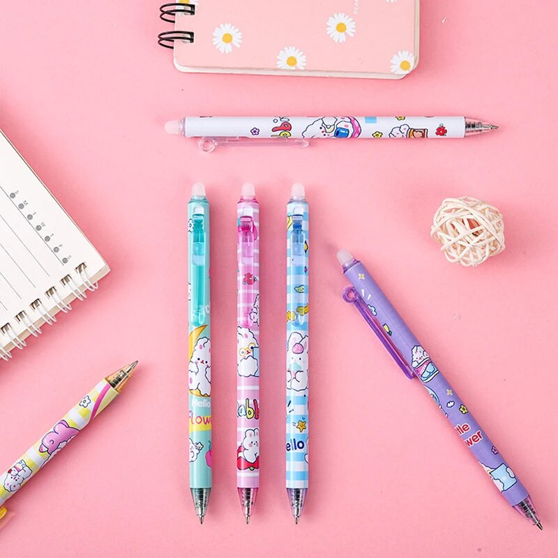 Haile 6 buc/set pix de ștergere cu apăsare, cerneală albastră/neagră, stilou de ștergere cu gel de 0,5 mm, mâner lavabil, rechizite de papetărie pentru birou, școală