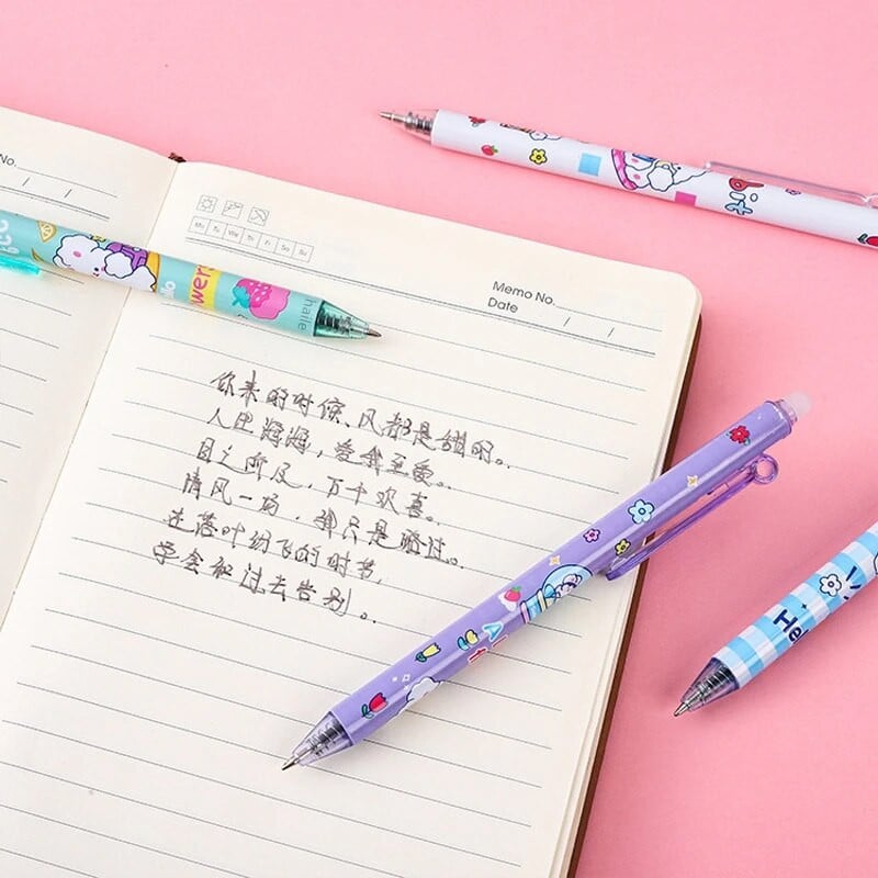 Haile 6 buc/set pix de ștergere cu apăsare, cerneală albastră/neagră, stilou de ștergere cu gel de 0,5 mm, mâner lavabil, rechizite de papetărie pentru birou, școală