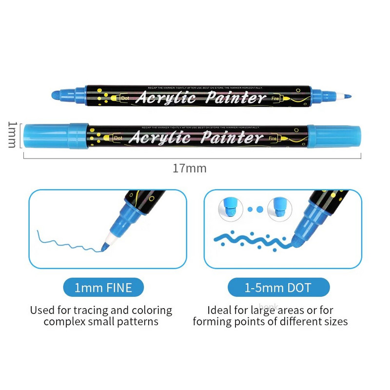 Ακρυλικά στυλό γκουάς 36 χρωμάτων Διπλοί μαρκαδόροι για ζωγραφική με πέτρα ξύλου Γυάλινες κεραμικές επιφάνειες DIY Crafts Κατασκευή τέχνης