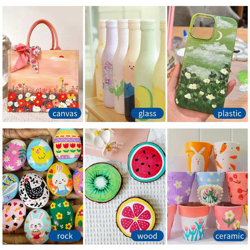 Ακρυλικά στυλό γκουάς 36 χρωμάτων Διπλοί μαρκαδόροι για ζωγραφική με πέτρα ξύλου Γυάλινες κεραμικές επιφάνειες DIY Crafts Κατασκευή τέχνης