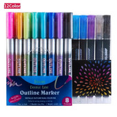 8/12 tk, värviline kahejooneline piirjoontega joonistuspliiats, grafiti esiletõstja täiskasvanutele värvimisraamatutele ajakirjadele joonistus lastele grafiti