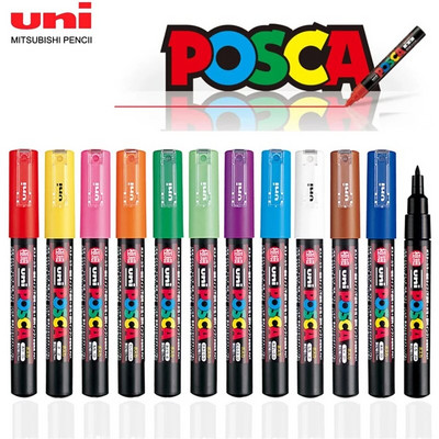1 бр. Uni Posca маркер за боядисване, PC-1M 21 цвята, 0,7 mm екстра фин куршум, химикалки за маркиране на акрилни картини Рисуване на графити