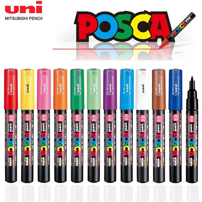 1 τμχ Μαρκαδόρος Uni Posca, PC-1M 21 Χρώματα, 0,7 χιλιοστά Extra Fine Point Bullet Nib, Ακρυλικό Πίνακας ζωγραφικής με σήμανση σχεδίασης γκράφιτι