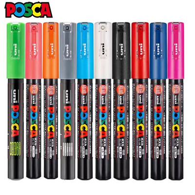36 цвята Uni Posca PC-1M маркер за рисуване, 0,7 mm изключително фин връх с куршум Рисуване върху скали Графити Акрилна маркировка Бележка