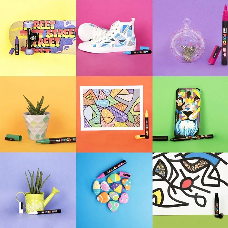 36 spalvų Uni Posca PC-1M dažų žymeklis, 0,7 mm ypač smulkus kulkos antgalis, tapyba piešinys Graffitti akrilinis žymėjimas