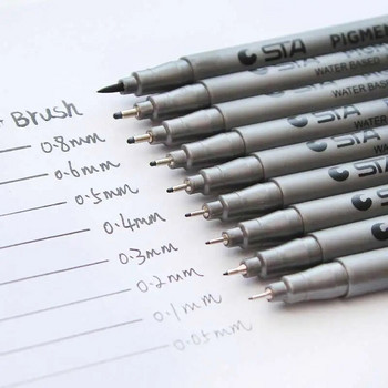 STA Μαύρο στυλό μικρού στυλό Hook Liner σκίτσο Σχέδιο Αδιάβροχο Fade Proof Art Supplies Manga Comic Handwriting Brush Pen