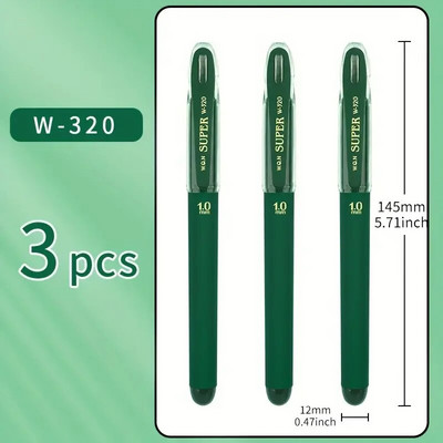 1/3 gab Zaļās tintes gēla pildspalva, 1,0 mm, rakstīšanai, liela ietilpības uzpilde, biroja piederumi atpakaļ uz Sochool kancelejas piederumiem