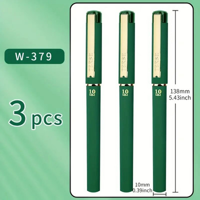 1/3 gab Zaļās tintes gēla pildspalva, 1,0 mm, rakstīšanai, liela ietilpības uzpilde, biroja piederumi atpakaļ uz Sochool kancelejas piederumiem