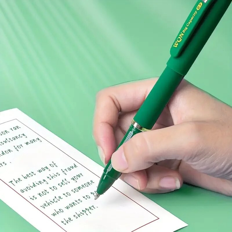 1/3 gab Zaļās tintes gēla pildspalva, 1,0 mm, rakstīšanai, liela ietilpības uzpilde, biroja piederumi atpakaļ uz Sochool kancelejas piederumiem