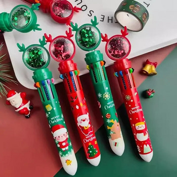 0,5 mm Химикалки с цветно мастило Коледни пайети 10 цвята Гелови химикалки Kawaii Press Pen Детски подаръци Офис консумативи Канцеларски материали