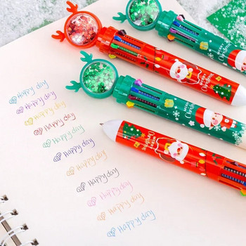 0,5 mm Химикалки с цветно мастило Коледни пайети 10 цвята Гелови химикалки Kawaii Press Pen Детски подаръци Офис консумативи Канцеларски материали