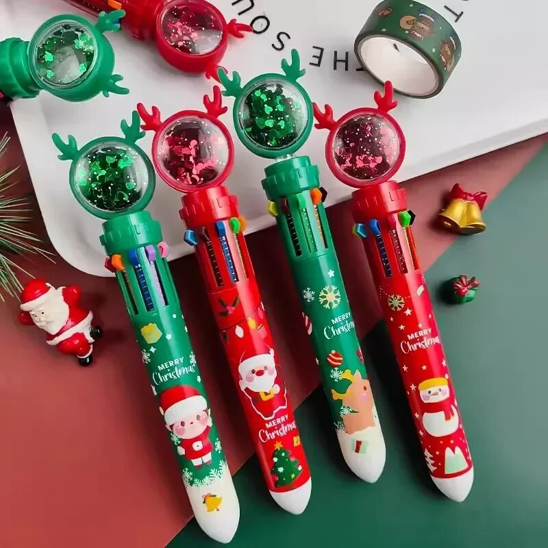 0,5 mm krāsainas tintes lodīšu pildspalvas Ziemassvētku sequins 10 krāsu gēla pildspalvas Kawaii preses pildspalvas bērniem dāvanas biroja piederumi kancelejas preces
