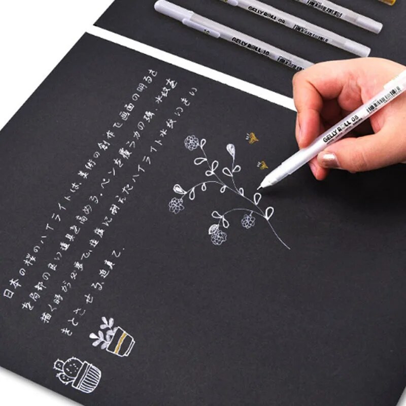 0,5/0,8/1,0 mm Sakura Gelly Roll Geelpliiats Kuldne Hõbedane High Light Marke Pen Art Maalimispliiats Kirjutamisjoon Pliiatsid Koolitarbed