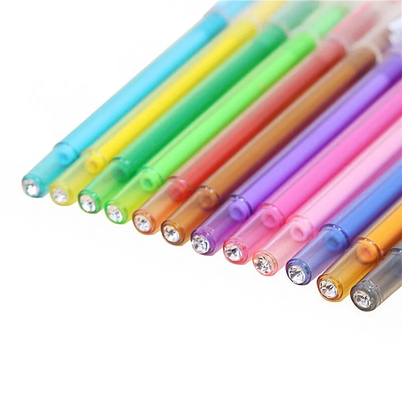 1 gab Student Color gēla pildspalva 0,5mm balta gēla pildspalva Kristāla pildspalva 12 krāsas Studentu biroja gleznu akvareļu pildspalva Uz ūdens bāzes