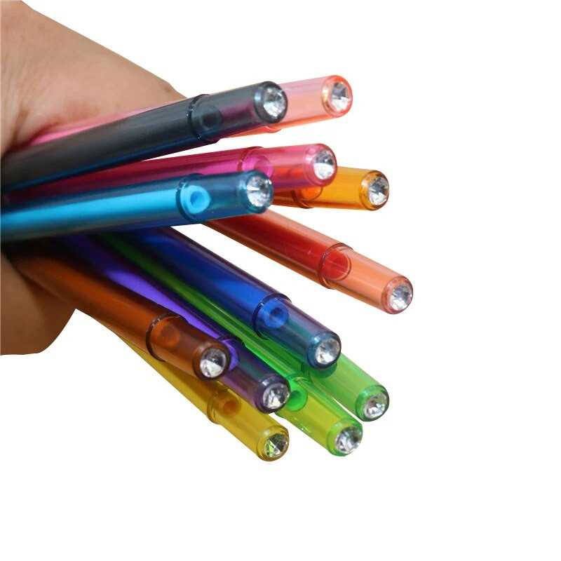 1 gab Student Color gēla pildspalva 0,5mm balta gēla pildspalva Kristāla pildspalva 12 krāsas Studentu biroja gleznu akvareļu pildspalva Uz ūdens bāzes