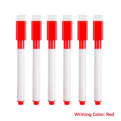 6 tk Pintsliga tahvli markerpliiatsid Tahvli kuivalt kustutatav pliiats kustutuskummiga Magnetmarkerid Vesivärvipliiatsi kirjatarbed