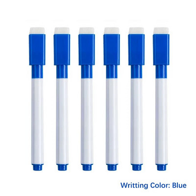 6 tk Pintsliga tahvli markerpliiatsid Tahvli kuivalt kustutatav pliiats kustutuskummiga Magnetmarkerid Vesivärvipliiatsi kirjatarbed