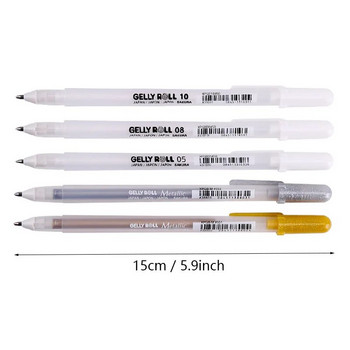 Комплект от 3/5 бр. 0,5/0,8/1,0 mm Sakura Gelly Roll Гел писалка Злато, сребро, маркер, маркер, манга писалка, артикули, японски канцеларски материали