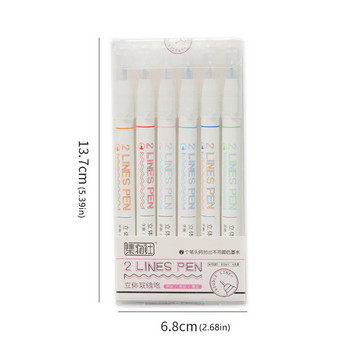 6 τμχ/σετ Morandi Double Line Colored Ink Pigment Liner Art Markers Pen 2-Lines Gel στυλό Σετ σχεδίασης χαρτικά προμήθειες γραφείου