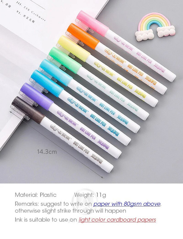 8gab/12gb dubultās līnijas mākslas marķieri pildspalvas kontūra krāsa apsveikuma kartīte roku rakstīšana zīmējums DIY dienasgaismas marķieris mirdzēt dāvanai