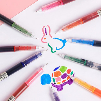 12 цвята мастило права течна гел химикалка Цветна течна ролкова писалка 0,5 мм ролкови химикалки Артистичен шрифт Училищни канцеларски материали