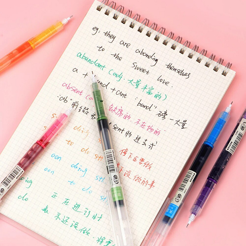 12 krāsu tintes taisna šķidra želejas pildspalva Krāsaina šķidra rullīšu pildspalva 0,5 mm rullīšu pildspalvas Mākslinieciskā fonta skolas biroja kancelejas preces